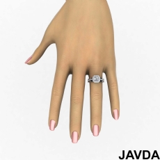 Milgrain Halo Bezel Accent diamond Ring 14k Gold White