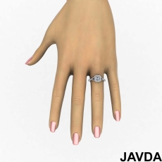 Split Shank Halo French Pave diamond Ring 18k Gold White