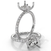 Hidden Halo French U Cut Pave Semi Mount Diamond Engagement Ring 14k White Gold 0.6Ct - javda.com 