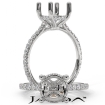 Hidden Halo U Pave Round Semi Mount Diamond Engagement Ring Platinum 950 0.47Ct - javda.com 
