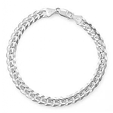 14k White Gold Solid Men Cuban Bracelet (6.50mm,8.50