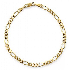 14k Yellow Gold Men Solid Figaro Bracelet (3.10mm,7