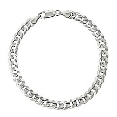 14k White Gold Solid Men Cuban Bracelet (6.0MM,8.50
