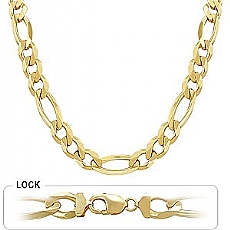 14k Yellow Gold Men's Solid Figaro Chain (13.30mm,26