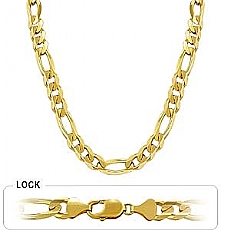14k Yellow Gold Men's Solid Figaro Chain (10.50mm,26