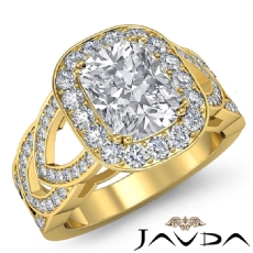 Basket Halo V-Shaped Shank diamond Ring 14k Gold Yellow