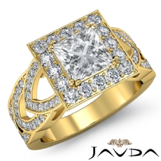 Vintage Inspired Halo Basket diamond Ring 14k Gold Yellow