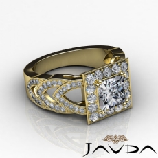 Vintage Inspired Halo Basket diamond Ring 14k Gold Yellow