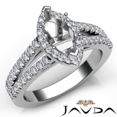 Gorgeous Halo Prong Diamond Engagement Marquise SemiMount Ring 14K W Gold 0.75Ct
