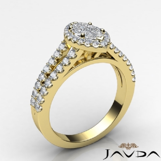 Gorgeous Halo Prong Diamond Engagement Marquise SemiMount Ring Gold Y18k 1.25Ct