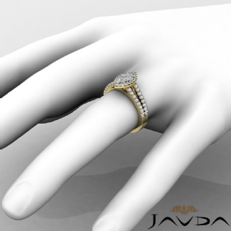 Gorgeous Halo Prong Diamond Engagement Marquise SemiMount Ring Gold Y18k 1.25Ct