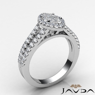 Gorgeous Halo Prong Diamond Engagement Marquise SemiMount Ring Gold W18k 1.25Ct