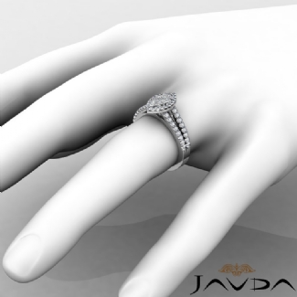 Gorgeous Halo Prong Diamond Engagement Marquise SemiMount Ring Gold W18k 1.25Ct