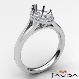 Diamond Engagement Marquise Semi Mount Platinum 950 Halo Pave Setting Ring 0.2Ct