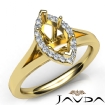 Diamond Engagement Marquise Semi Mount 14k Yellow Gold Halo Pave Setting Ring 0.2Ct - javda.com 