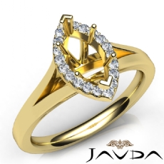 Diamond Engagement Marquise Semi Mount 14k Gold Yellow Halo Pave Setting Ring  (0.2Ct. tw.)