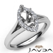 Diamond Engagement Marquise Semi Mount Platinum Halo Pave Setting Ring 0.2Ct