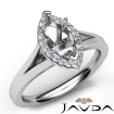 Diamond Engagement Marquise Semi Mount 14k White Gold Halo Pave Setting Ring 0.2Ct - javda.com 