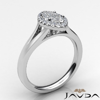 Diamond Engagement Marquise Semi Mount Platinum Halo Pave Setting Ring 0.2Ct