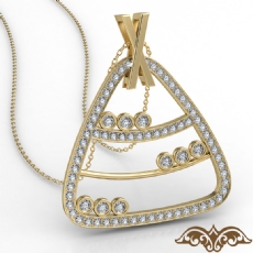 Pave Bezel Diamond Women's Pendant Necklace 14k Gold Yellow 18 Inch Chain  (0.45Ct. tw.)