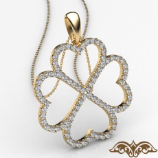 Four Leaf Clover Women Diamond Pendant Necklace 14k Gold Yellow 18