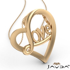 Love Script Gold Heart Pendant Necklace 6 Gram 14k Yellow Gold 18 Inch Chain