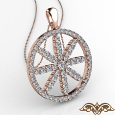 Circle Flower Women Diamond Pendant Necklace 14k Rose Gold 18 Inch Chain  (0.57Ct. tw.)
