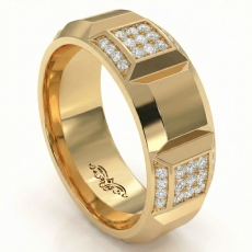 Beveled Edge Men's Diamond Eternity Wedding Band in 14k Gold Yellow  (0.8Ct. tw.)