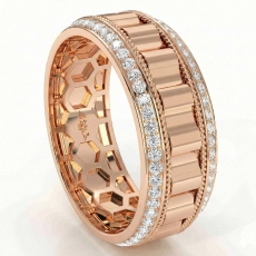 Rope Edge Round Diamond Eternity Mens Wedding Band 18k Rose Gold  (0.9Ct. tw.)