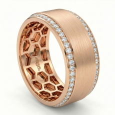 Matte Finish Round Diamond Eternity Men's Wedding Band 18k Rose Gold  (0.75Ct. tw.)