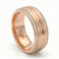 Matte & Polished Finish Round Diamond Mens Eternity Wedding Band 18k Rose Gold  (0.4Ct. tw.)