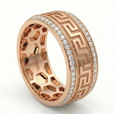 Greek Key Design Diamond Eternity Mens Wedding Band 18k Rose Gold  (0.9Ct. tw.)