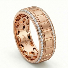 Matte Finish Round Diamond Eternity Mens Wedding Band 18k Rose Gold  (0.9Ct. tw.)