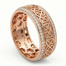 Celtic Design Round Diamond Eternity Mens Wedding Band 18k Rose Gold  (1Ct. tw.)