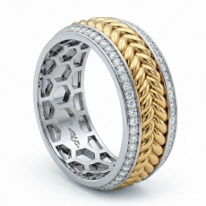 Rope Style Round Diamond Eternity Mens Wedding Band 14k Two Tone Gold 1.00Ct