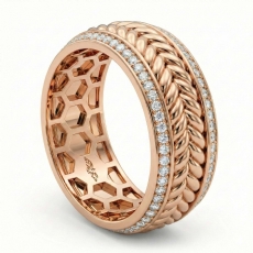 Rope Style Round Diamond Eternity Mens Wedding Band 18k Rose Gold  (1Ct. tw.)