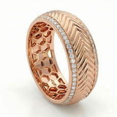Harvest Pattern Round Diamond Eternity Men's Wedding Band 18k Rose Gold  (0.75Ct. tw.)