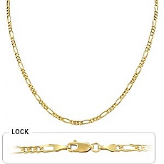14k Yellow Gold Men's Solid Figaro Chain (3.10mm,24