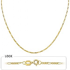 14k Yellow Gold Mens Solid Figaro Chain Necklace (1.8mm,24