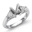 Three Stone Diamond Engagement Trillion Princess Setting 14k White Gold 0.6Ct - javda.com 