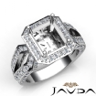 1.4Ct Diamond Engagement Ring Emerald Semi Mount 14k White Gold Halo Setting - javda.com 