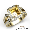 1.4Ct Diamond Engagement Ring Emerald Semi Mount 18k Yellow Gold Halo Setting - javda.com 