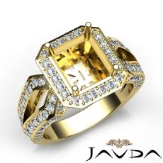 Diamond Engagement Ring Emerald Semi Mount 14k Gold Yellow Halo Setting (1.4Ct. tw.)