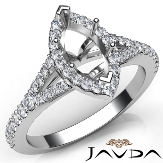 Diamond Engagement Platinum 950 Halo Pave Setting Marquise Semi Mount Ring 0.5Ct