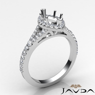 Diamond Engagement Platinum 950 Halo Pave Setting Marquise Semi Mount Ring 0.5Ct