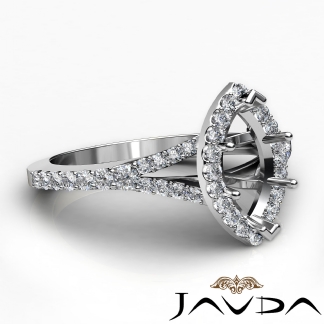 Diamond Engagement Platinum 950 Halo Pave Setting Marquise Semi Mount Ring 0.5Ct