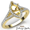 Diamond Engagement 18k Yellow Gold Halo Pave Setting Marquise Semi Mount Ring 0.5Ct - javda.com 