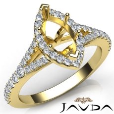 Diamond Engagement 14k Gold Yellow Halo Pave Setting Marquise Semi Mount Ring  (0.5Ct. tw.)