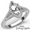 Diamond Engagement Platinum 950 Halo Pave Setting Marquise Semi Mount Ring 0.5Ct