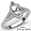 Diamond Engagement 14k White Gold Halo Pave Setting Marquise Semi Mount Ring 0.5Ct - javda.com 